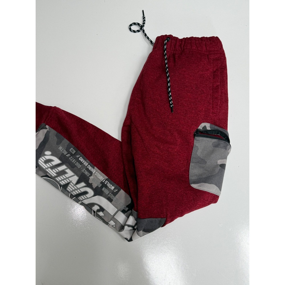 Ecko Unltd Mens Jogger Sweatpants Burgundy Red Camo Logo‎ Fleece Pants Large